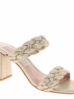Dolce Vita Paily Braided Two-Strap Block Heel- Metallic Gold